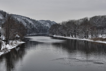 Siversky Donets river in Sviatohirsk, winter