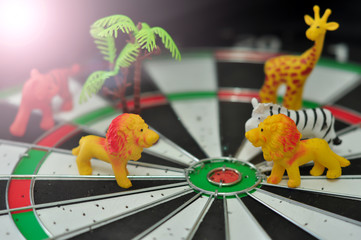 Animals on the top of dart board