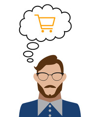 Person denkt an Einkauf - Shopping - Online