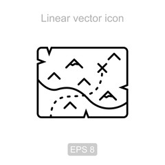 Treasure map. Linear vector icon.