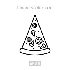 Slice of pizza. Linear vector icon.