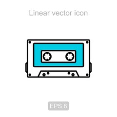 Audio cassette. Linear vector icon.