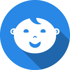 Round icon of child user picture. Flat style illustration with long shadow