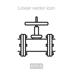The valve pipe. Linear vector icon.