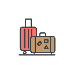 Baggage, luggage line icon, filled outline vector sign, linear colorful pictogram isolated on white. Symbol, logo illustration