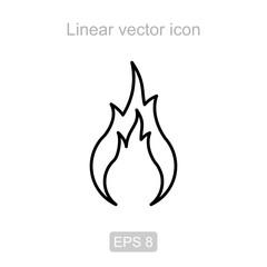 Fire. Linear vector icon.