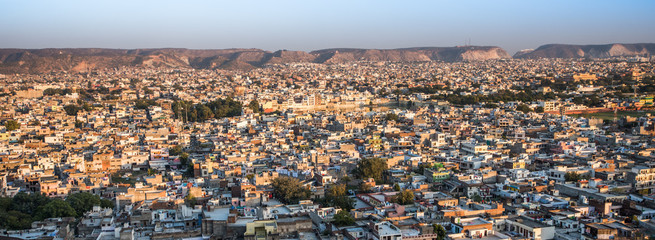 Jaipur bathed in golden light from the setting sun