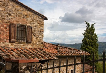 Fototapeta na wymiar HISTORIC FARM HOUSE IN TUSCANY, ITALY