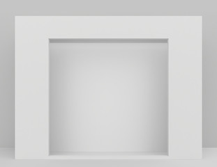 Empty clean showcase, mock up. 3d rendering