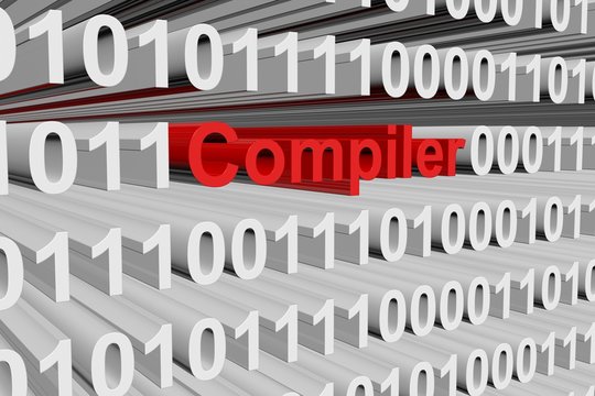 compiler in the form of binary code, 3D illustration