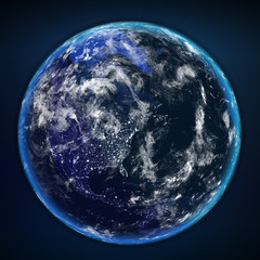 Planet earth from the space at night . Some elements of this image furnished by NASA