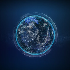 Global network satellite technology of earth. Elements of this image furnished by NASA