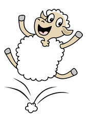 Jumping happy sheep