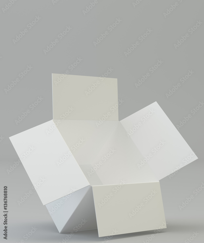 Poster white cardboard box. high resolution. studio 3d rendering on gray background