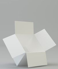 White cardboard box. High resolution. Studio 3d rendering on gray background