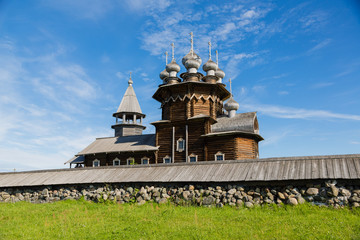 Famous architectural ensemble on Kizhi Island in Karelia in Russia