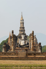 Fototapeta premium Sukhothai Historical Park In Thailand, Buddha statue, Old Town,
