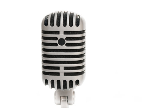  microphone vintage style close up.  on white background