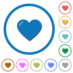 Heart shape icons with shadows and outlines