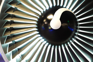 Jet engine turbine blade airplane of background