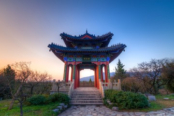Fototapeta na wymiar Boai Pavilion at Sunset in The Imperial Tomb Of Ming Dynasty in Chinese History