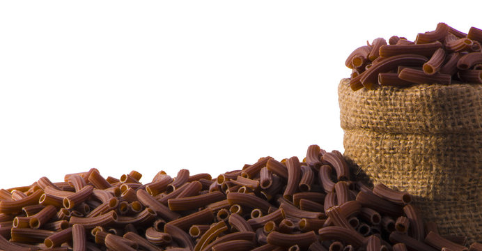 Brown Pasta With Grape Seeds In A Small Sack