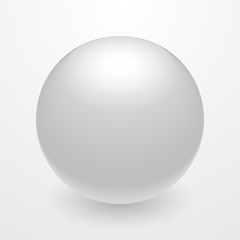 Realistic white 3D sphere. Isolated vector object on white background