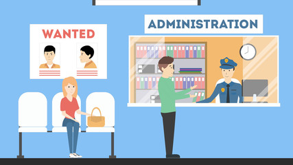 Police station administartion. Most wanted poster on the wall. © inspiring.team