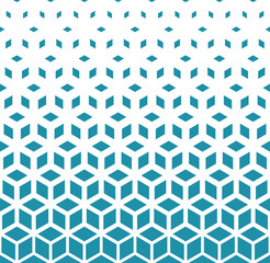 Fototapeta premium Abstract sacred geometry blue grid halftone cubes pattern