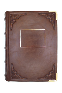 Leather cover of an old book. Isolated