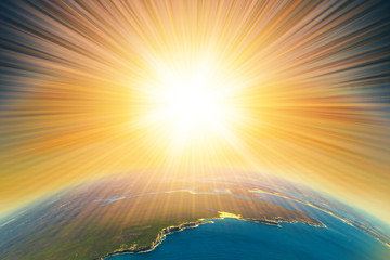 Armageddon blast on planet Earth. End of the world aerial  view