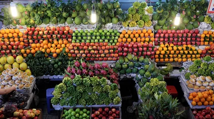 Crédence de cuisine en verre imprimé Fruits fruit shop, agriculture product at farmer marke