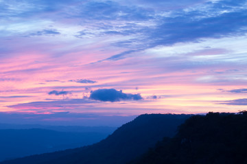 Twilight sunset at Phu Kradueng Nation Park,THAILAND