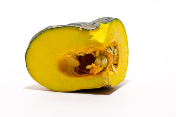 Sliced Pumpkin on White Background.