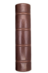 Leather cover of an old book. back view. Isolated