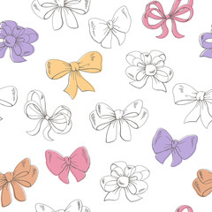 Bow graphic color seamless pattern sketch illustration vector