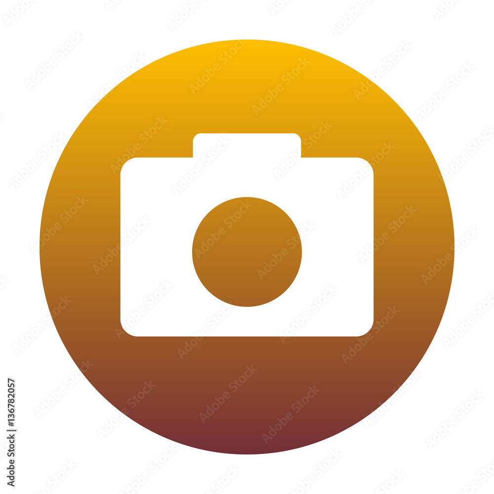Poster digital camera sign. white icon in circle with golden gradient a