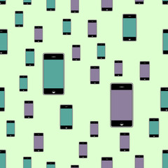 Seamless pattern with smartphones mockups.