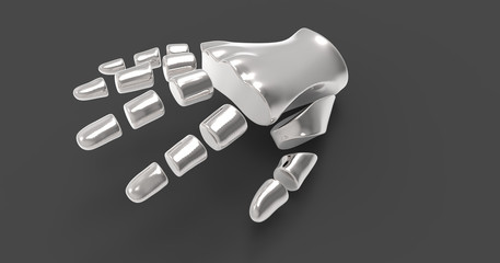 3D Illustration Of A Segmented Humanoid Hand