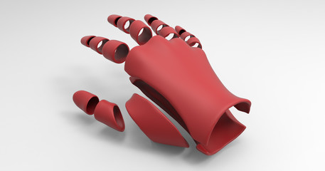 3D Illustration Of A Segmented Humanoid Hand