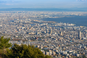 View of several Japanese cities in the Kansai region from Mt. Ma