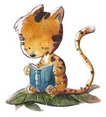 tigre leyendo un libro