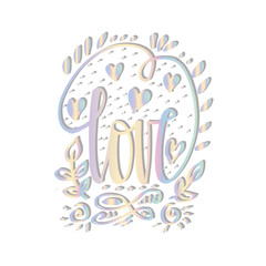 Love hand lettering with decorative ornament.