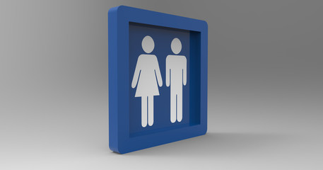 3D Illustration Of A Male Female Restroom Sign