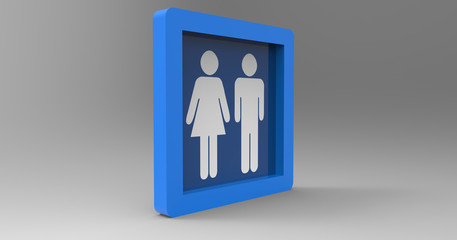 Fototapeta premium 3D Illustration Of A Male Female Restroom Sign