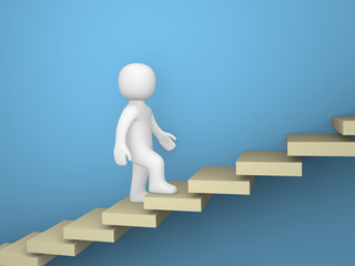 3d man climbs the stairs up. 3d render.