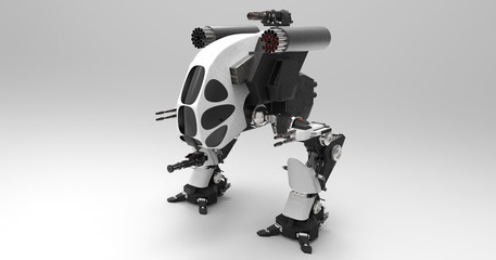 3D Illustration Of A Futuristic Armored Mech Vehicle