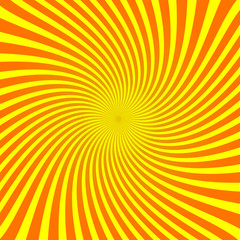 Illusion rays on yellow background. Vector Illustration. Retro sunburst background. Grunge design element. Sunshine effect. Good for pictures, wallpapers