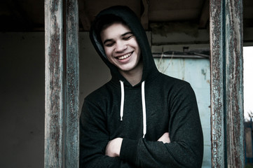  Teen laughing in the hood	
