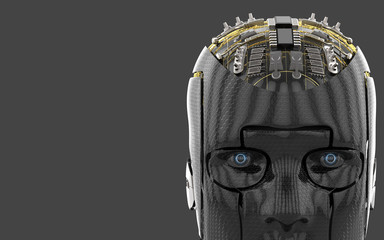 3D Illustration Of A Humanoid Android Robot